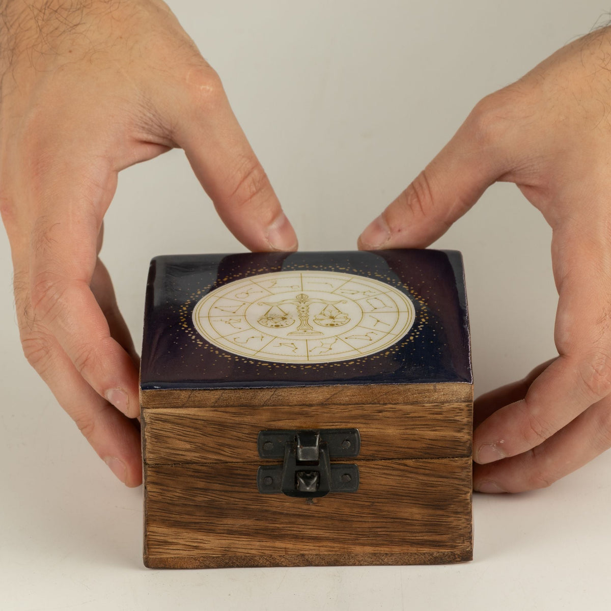 Small Enamelled Box - Libra Ceramic Glazed Wooden Boxes