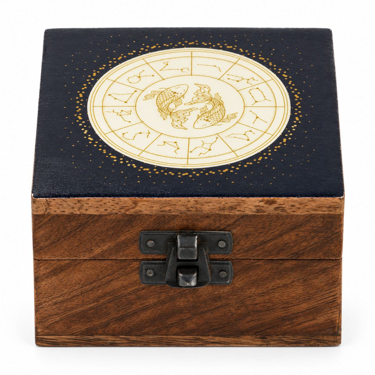 Small Enamelled Box - Pisces Ceramic Glazed Wooden Boxes