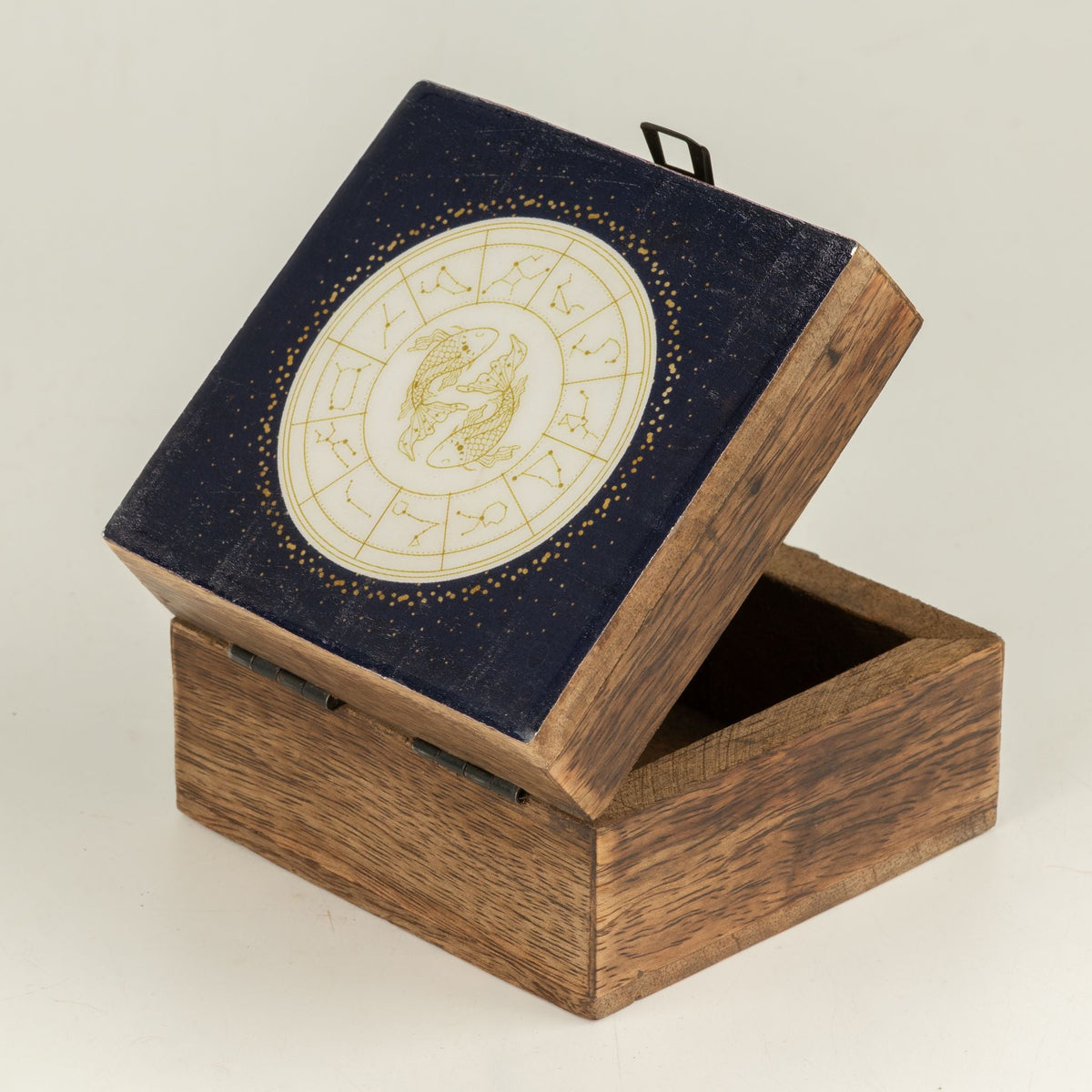 Small Enamelled Box - Pisces Ceramic Glazed Wooden Boxes