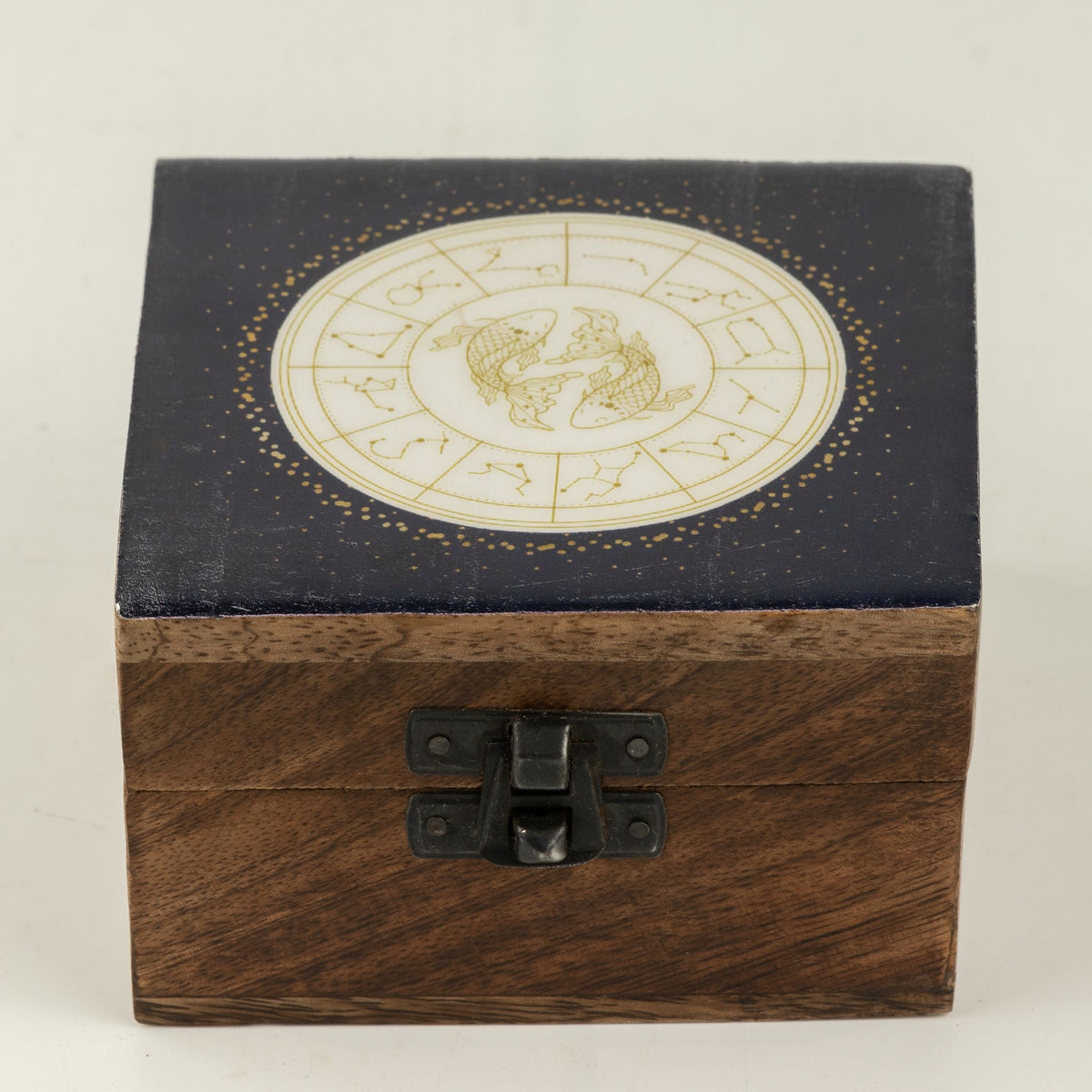 Small Enamelled Box - Pisces Ceramic Glazed Wooden Boxes