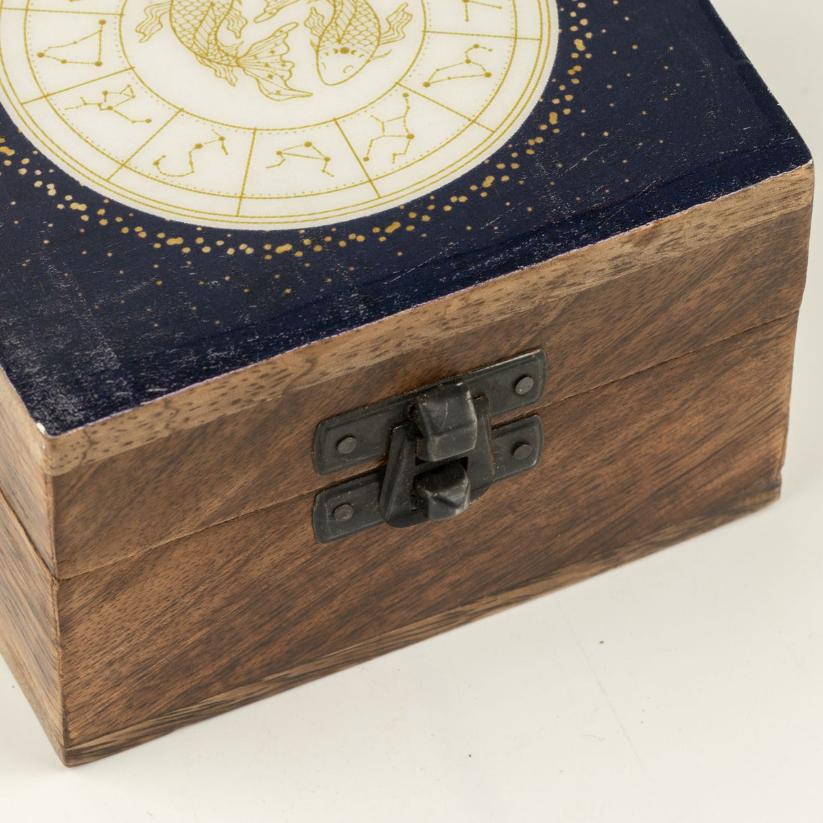 Small Enamelled Box - Pisces Ceramic Glazed Wooden Boxes