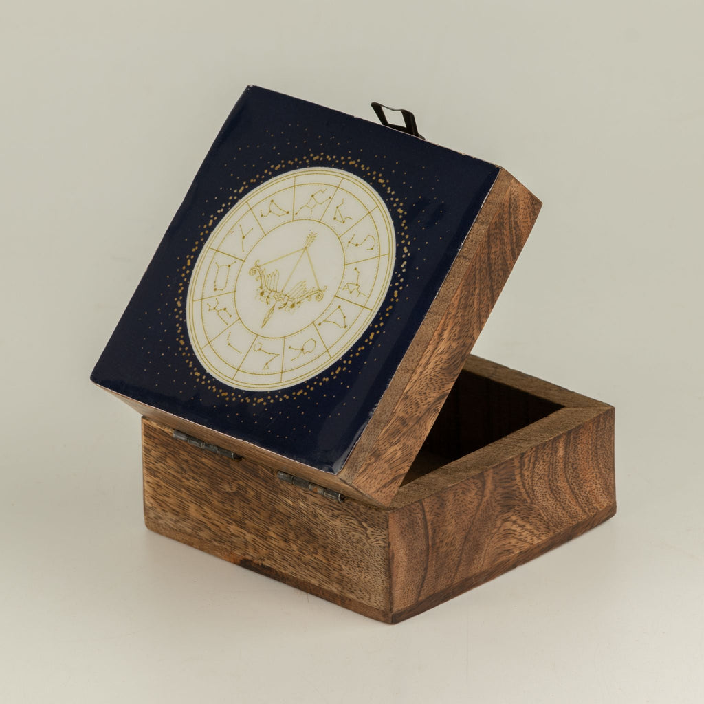 Small Enamelled Box - Sagittarius Ceramic Glazed Wooden Boxes