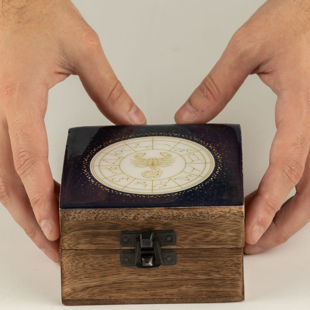 Small Enamelled Box - Scorpio Ceramic Glazed Wooden Boxes