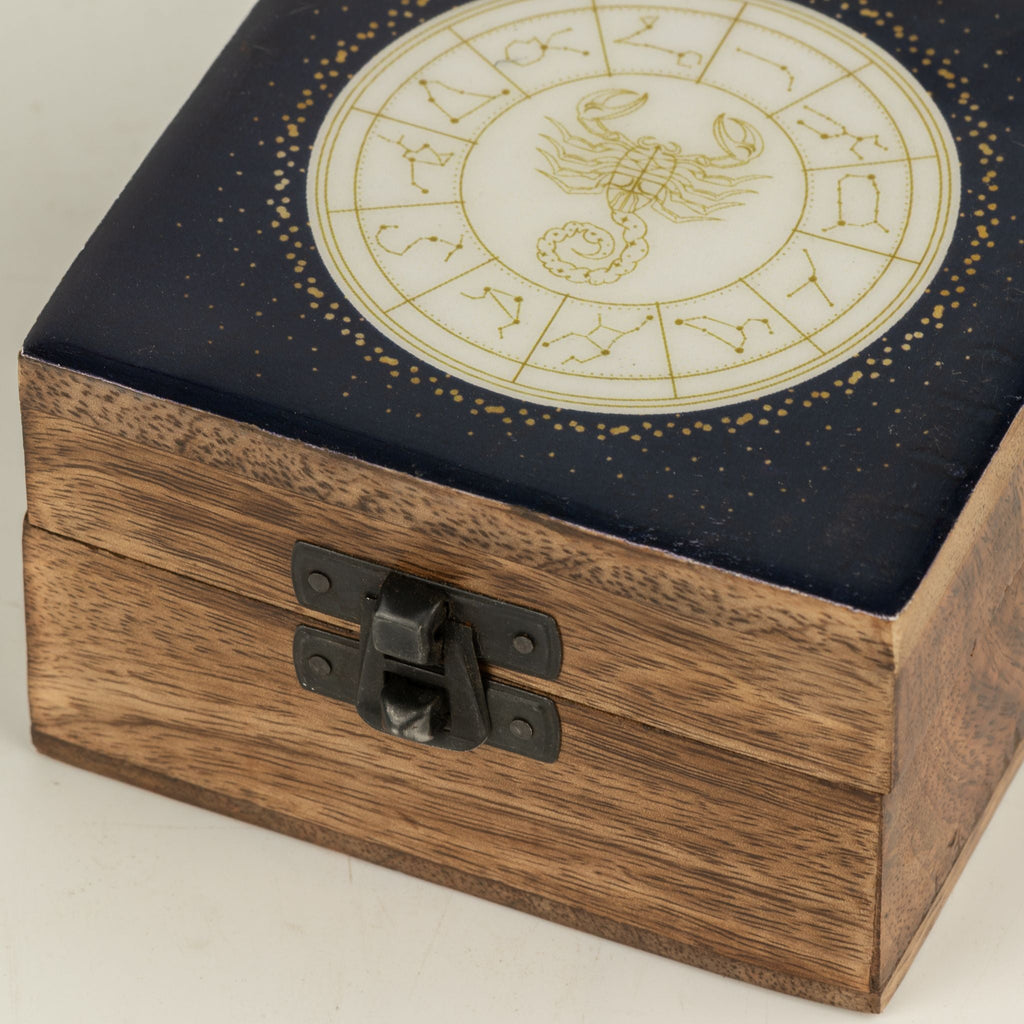 Small Enamelled Box - Scorpio Ceramic Glazed Wooden Boxes