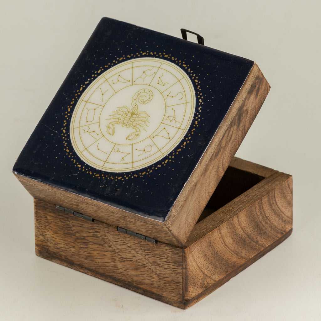 Small Enamelled Box - Scorpio Ceramic Glazed Wooden Boxes