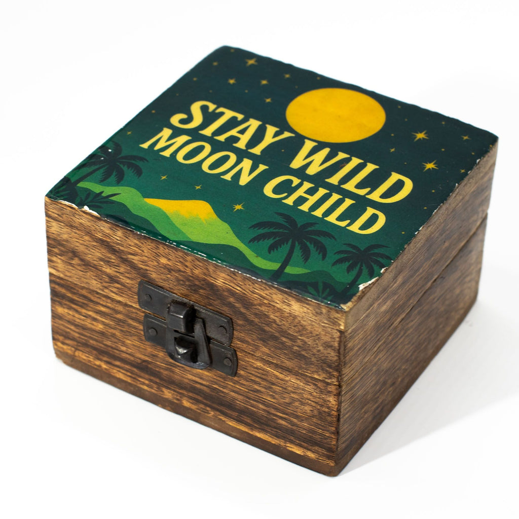 Small Enamelled Box - Stay Wild Moon Child Ceramic Glazed Wooden Boxes