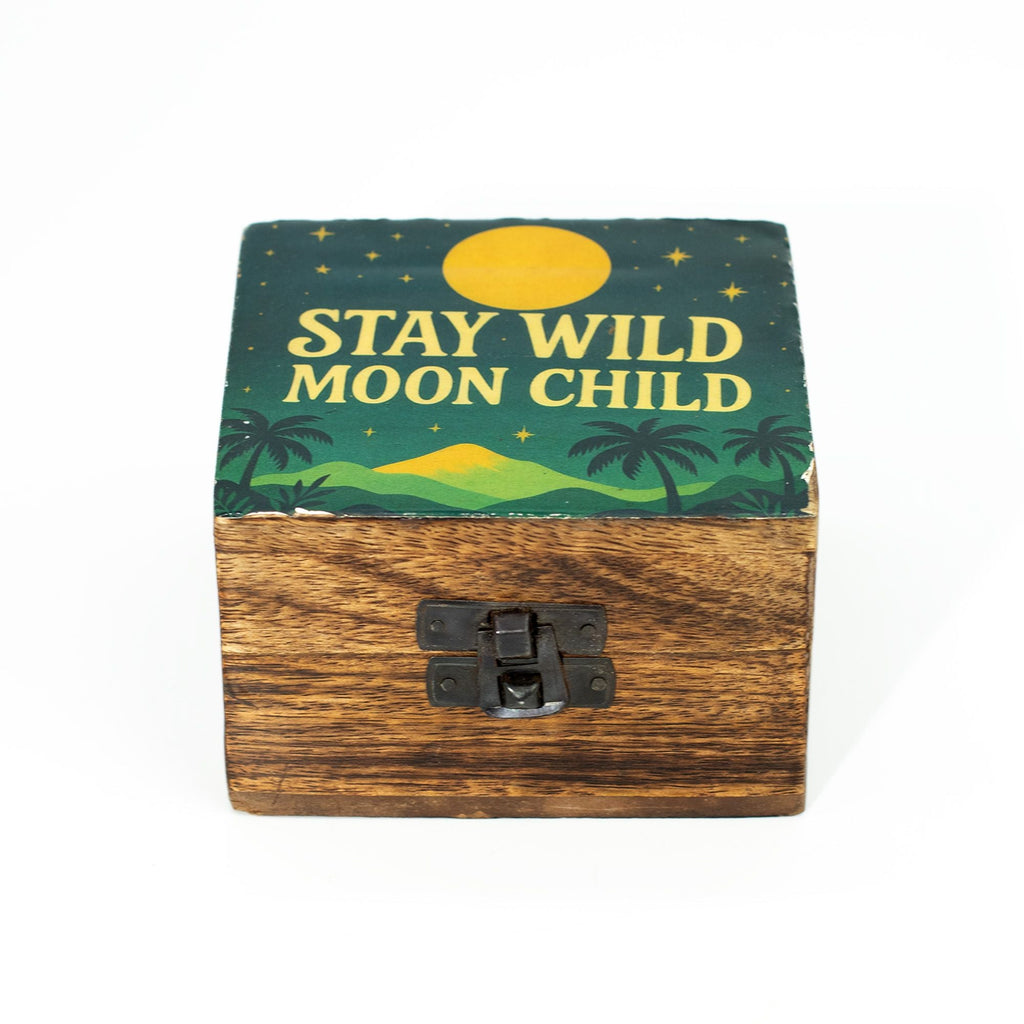 Small Enamelled Box - Stay Wild Moon Child Ceramic Glazed Wooden Boxes