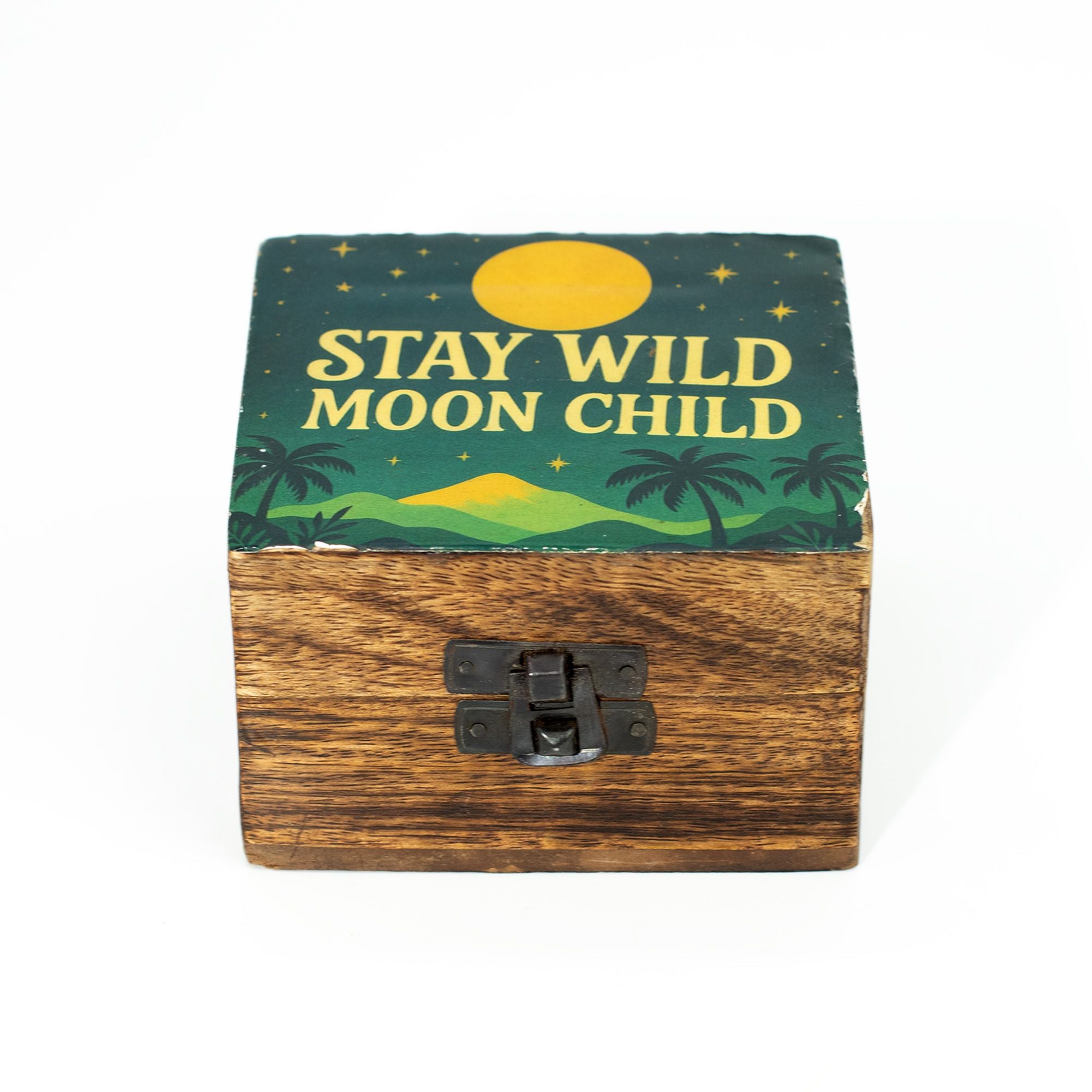 Small Enamelled Box - Stay Wild Moon Child Ceramic Glazed Wooden Boxes