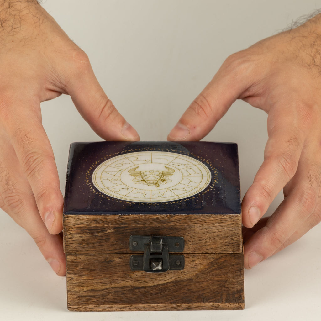 Small Enamelled Box - Taurus Ceramic Glazed Wooden Boxes