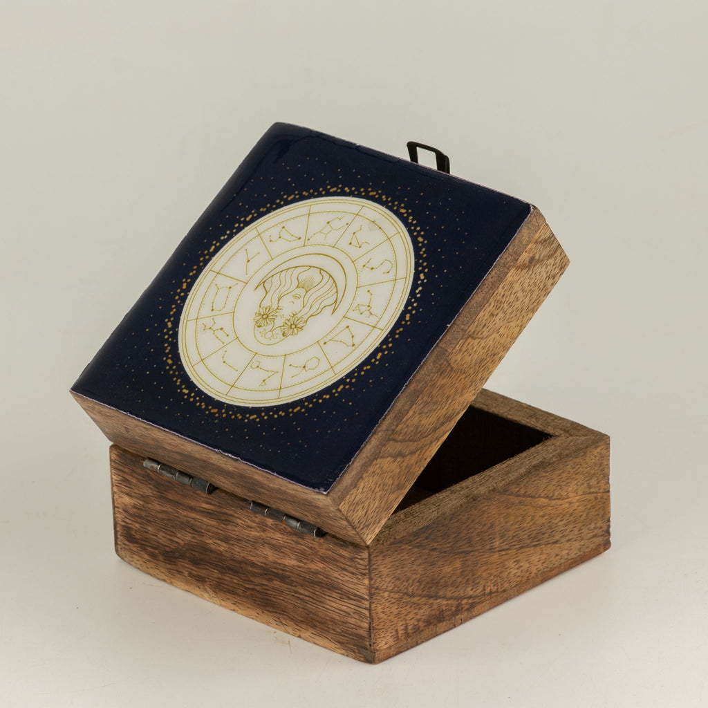Small Enamelled Box - Virgo Ceramic Glazed Wooden Boxes