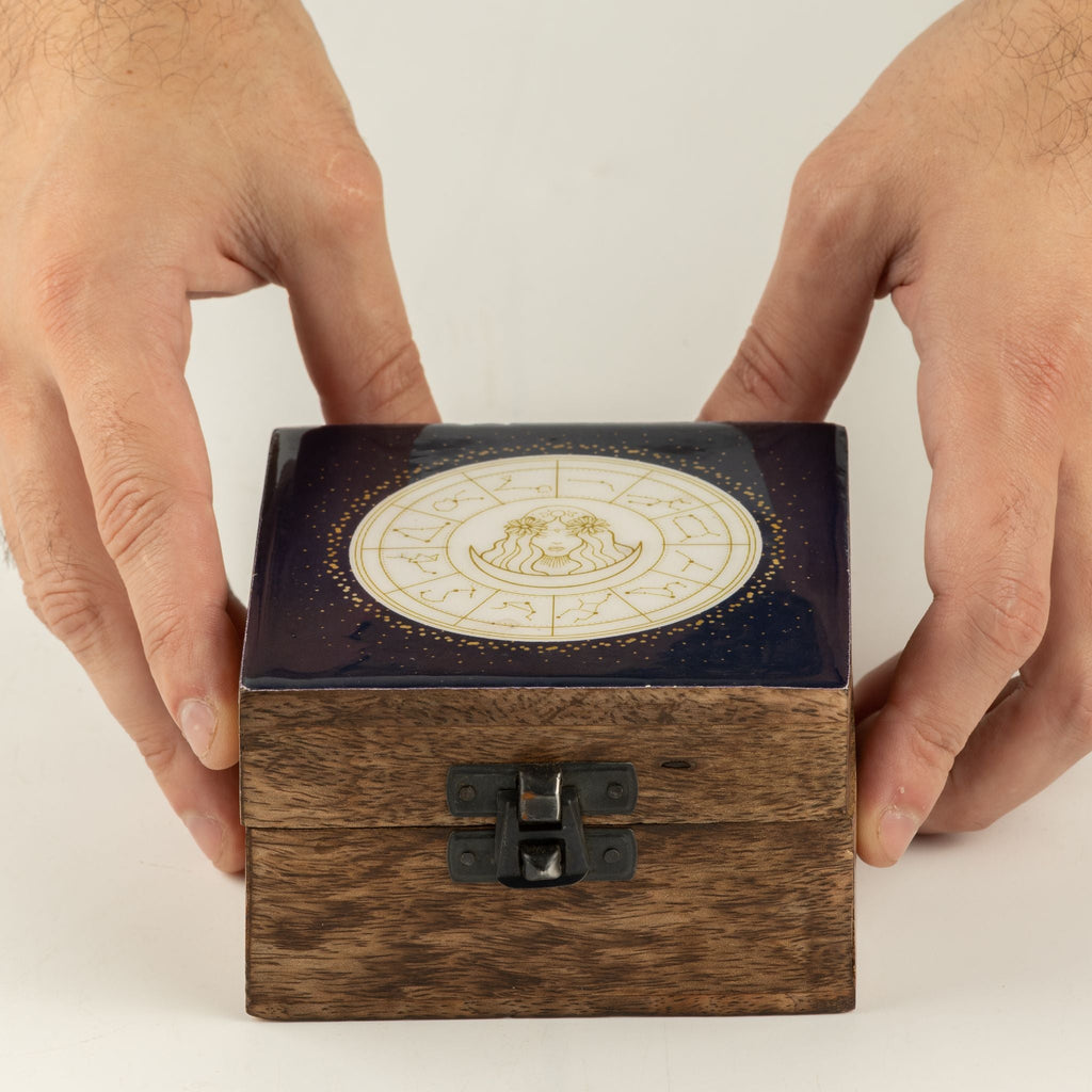 Small Enamelled Box - Virgo Ceramic Glazed Wooden Boxes