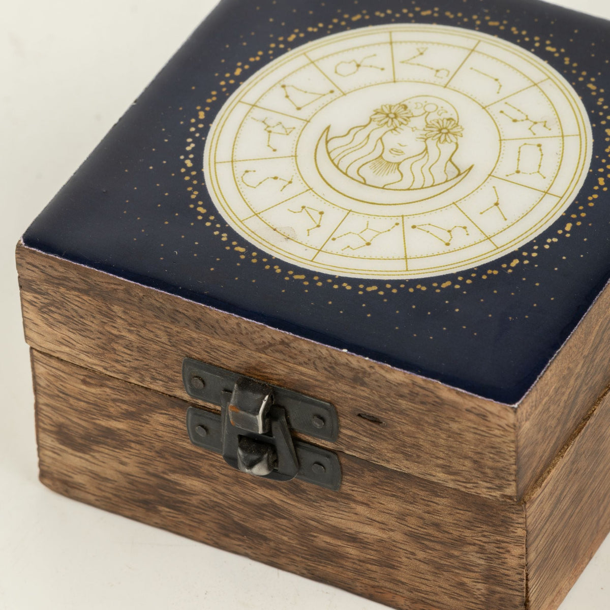 Small Enamelled Box - Virgo Ceramic Glazed Wooden Boxes