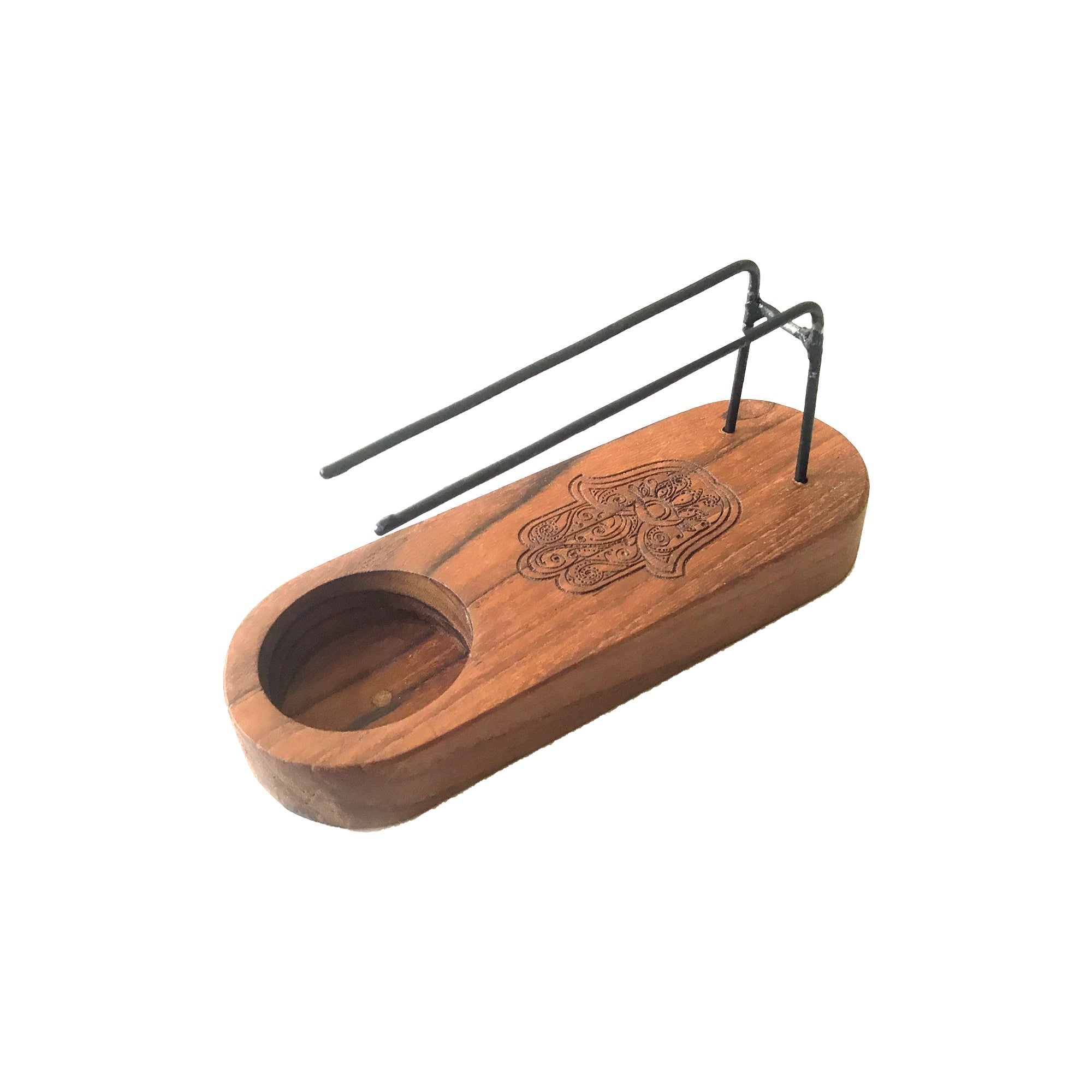 Small Palo Santo Heater - Teak Wood - Hamsa Design From Witch, Please!