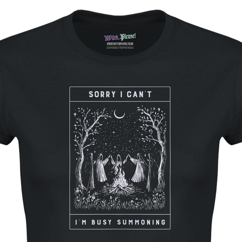 Sorry I Can’t I’m Busy Summoning Classic Womens Crewneck Black T-shirt