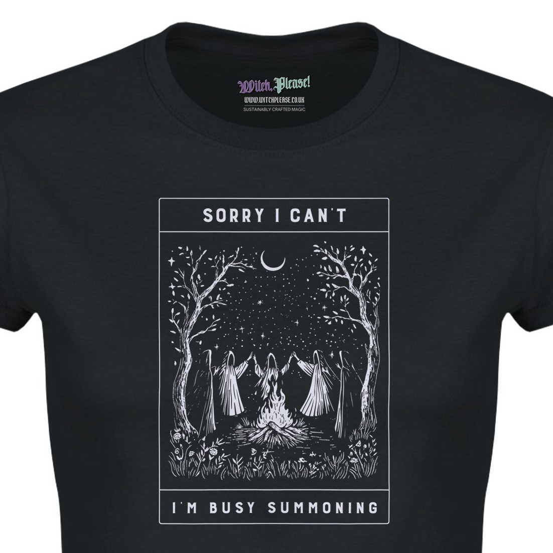 Sorry I Can’t I’m Busy Summoning Classic Womens Crewneck Black T-shirt