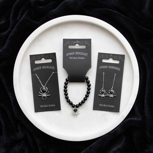 Spider Black Obsidian Beaded Bracelet From Witch, Please!