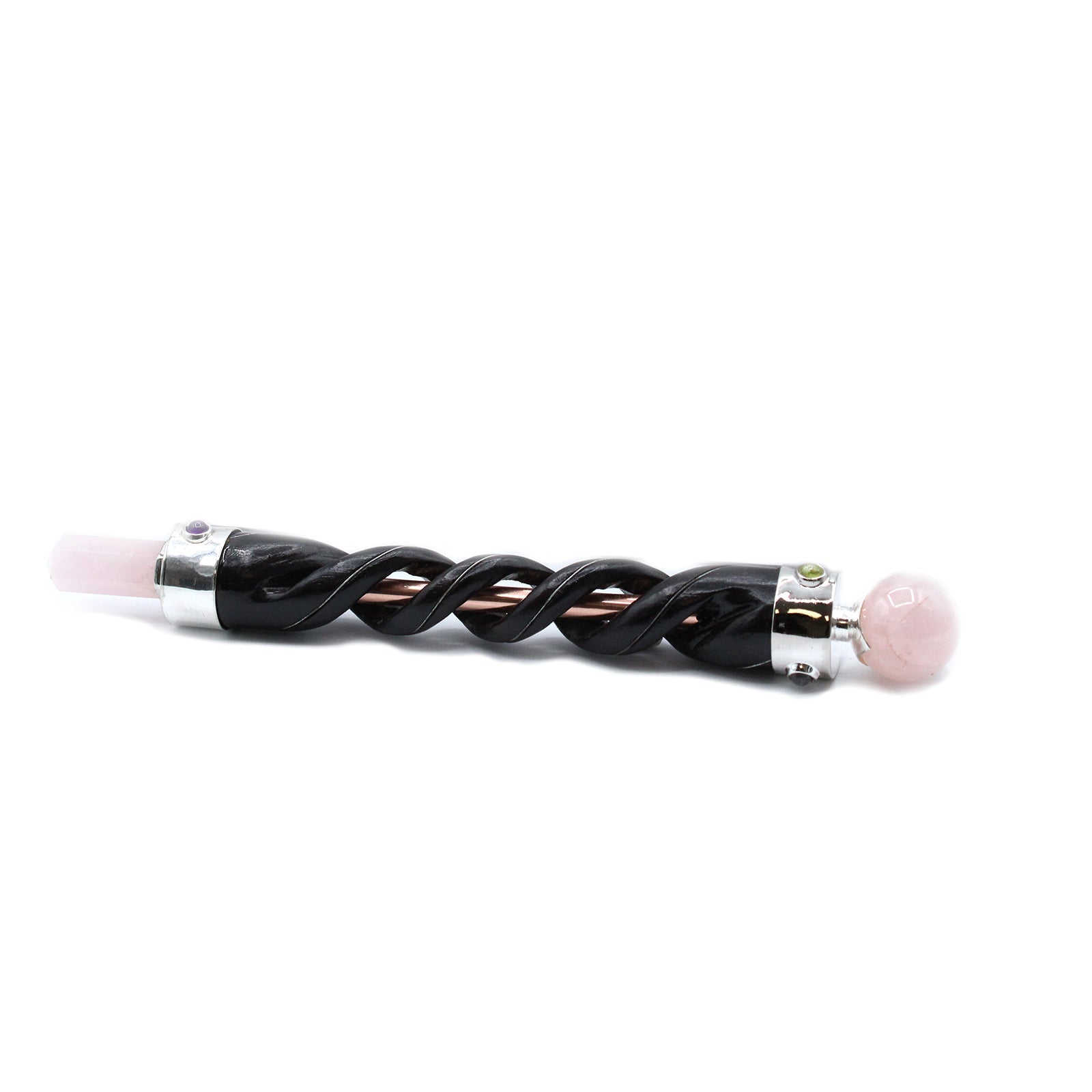 Spiral Carving Healing Wand - Copper Pipe Rose Quartz From Witch, Please!