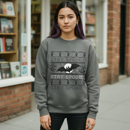 ’Stay Spooky’ Ugly Knitted Jumper Design Halloween Sweatshirt