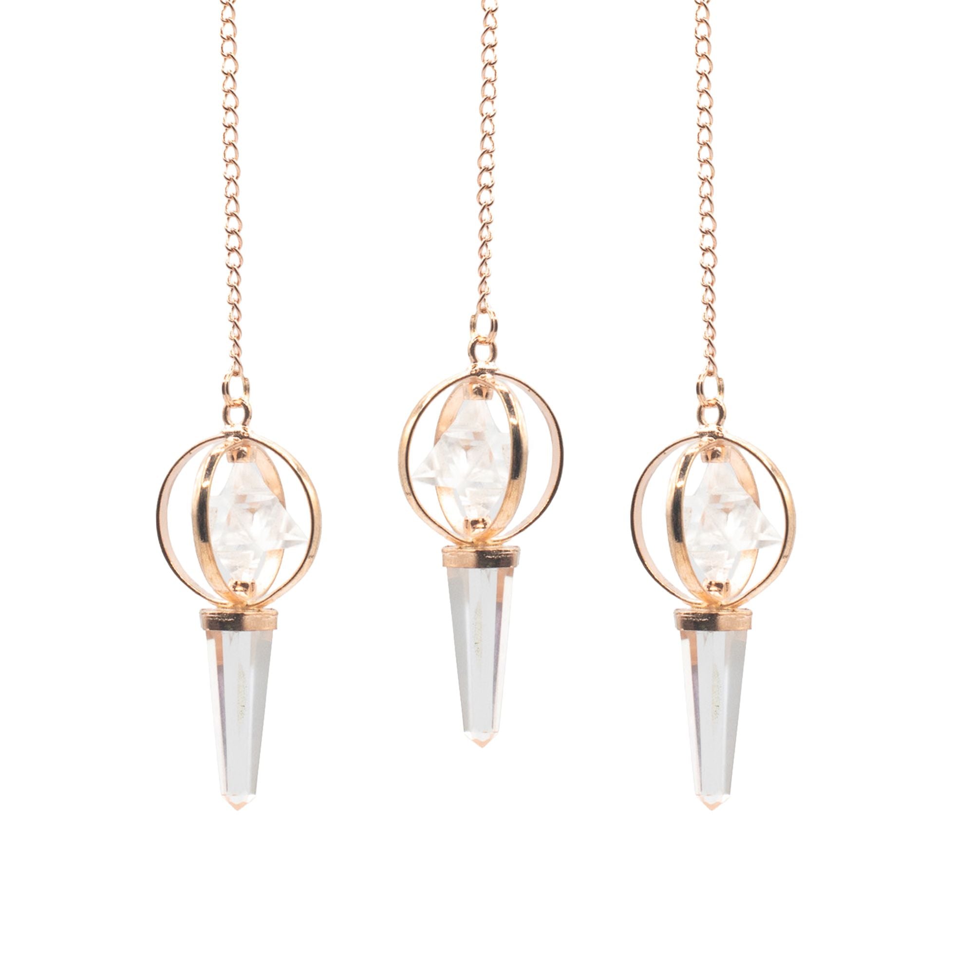 Stellar Gateway - Two Piece Spinning Merkaba Star in Copper Pendulum - Clear Quartz Special Gemstone Pendulums