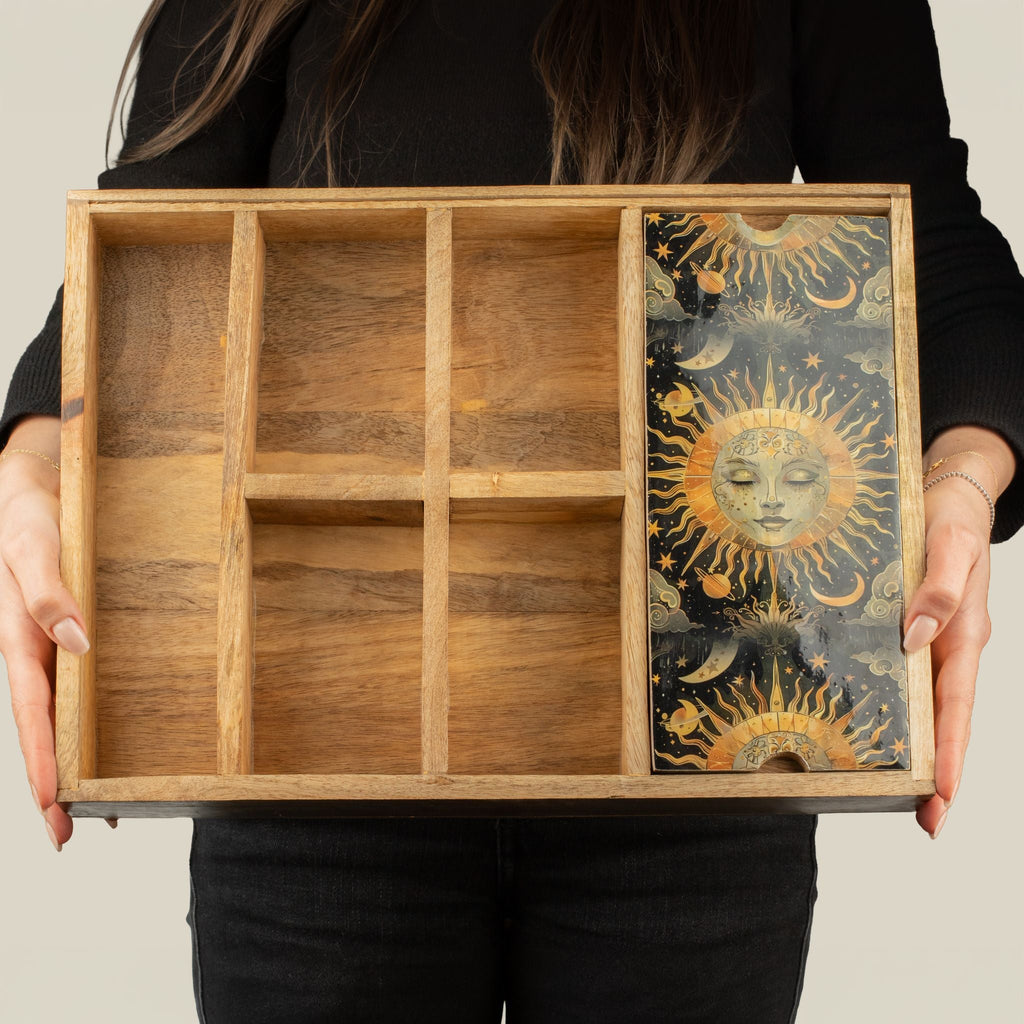 Sun Goddess Tarot Tray with Card Holder Storage & Reading Boxes