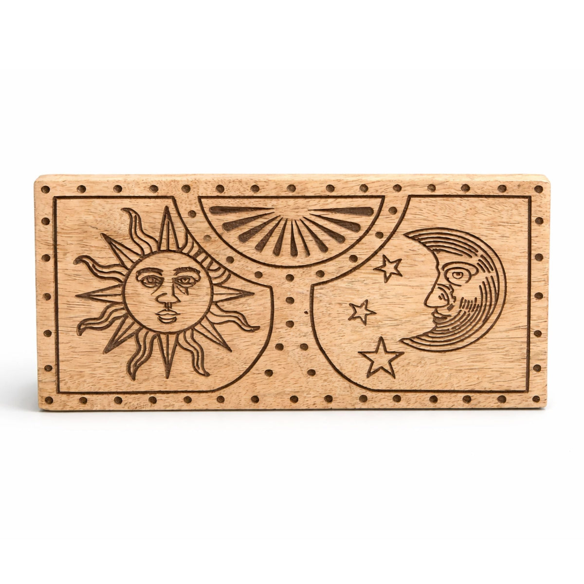 Sun - Moon Carved Crystal and Stone Box Tarot Card Storage & Reading Boxes