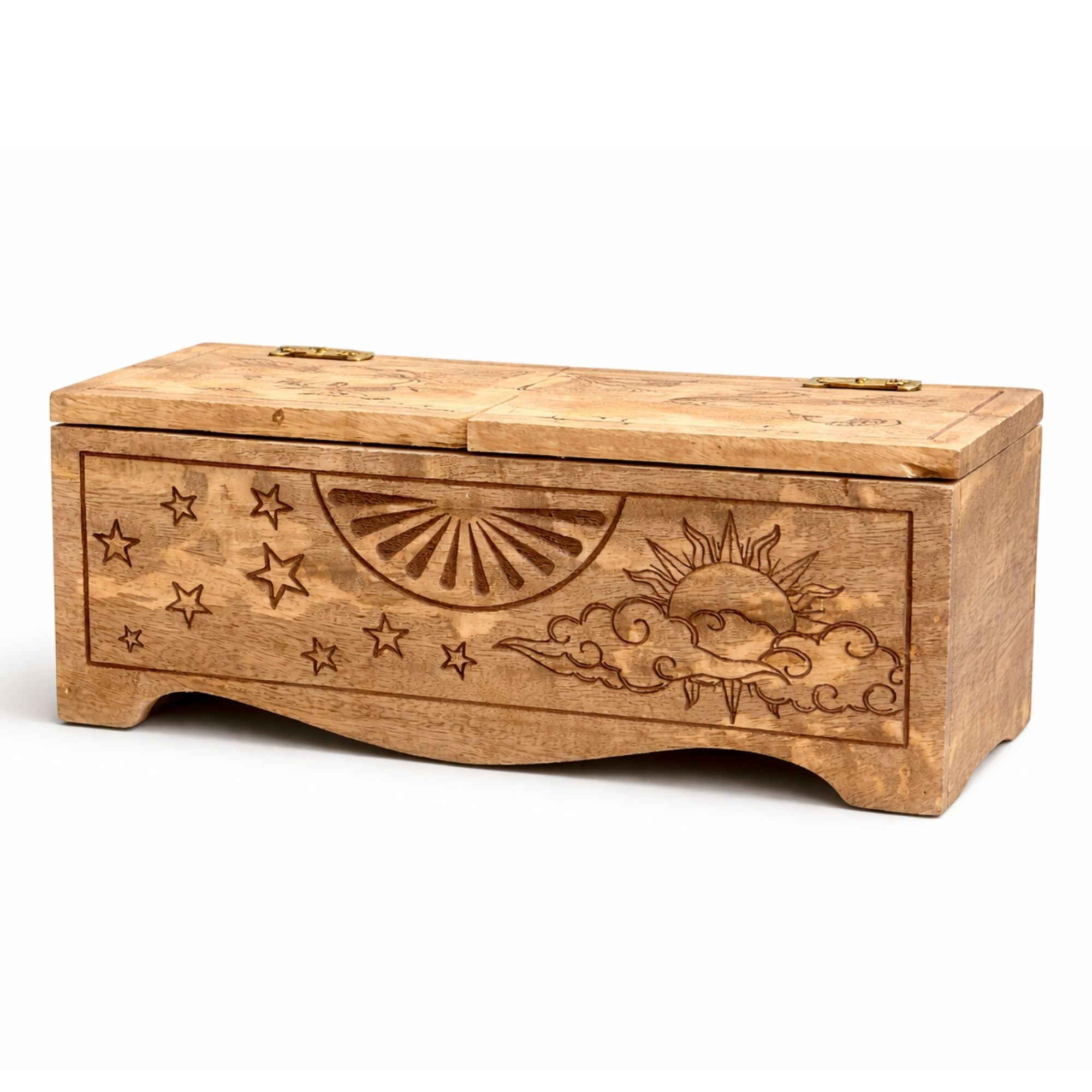 Sun & Moon Carved Sliding Box Tarot Card Storage Reading Boxes