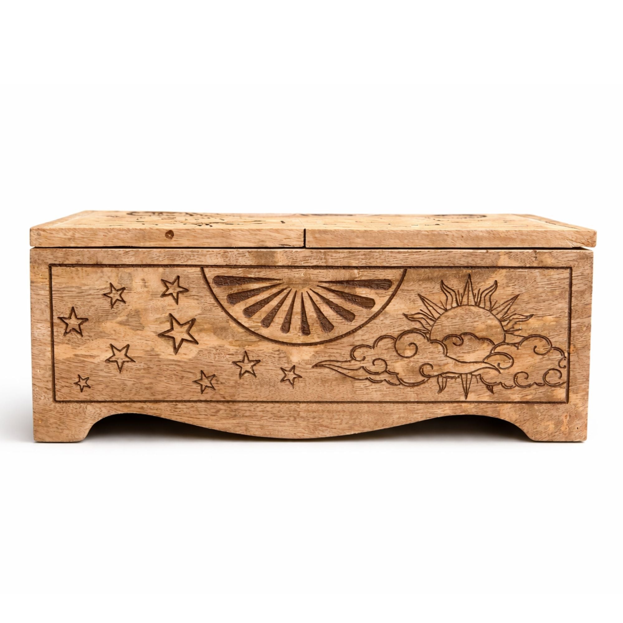 Sun & Moon Carved Sliding Box Tarot Card Storage Reading Boxes