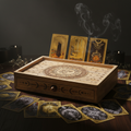 Sun Moon Carved Tarot Box with Drawer Card Storage & Reading Boxes