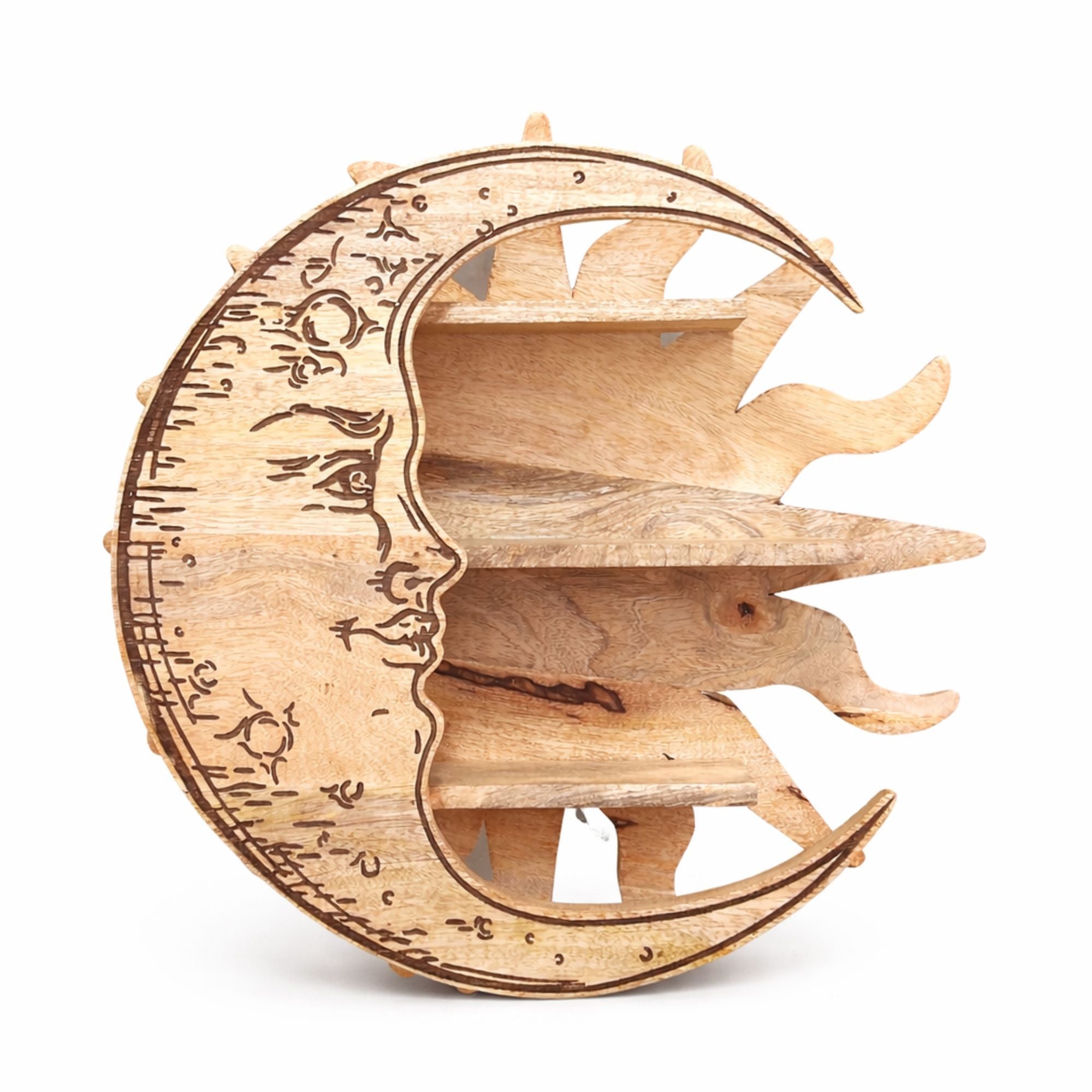 Sunrays & Moon 3 Tier Wall Shelf Mango Wood Plaques Shelves