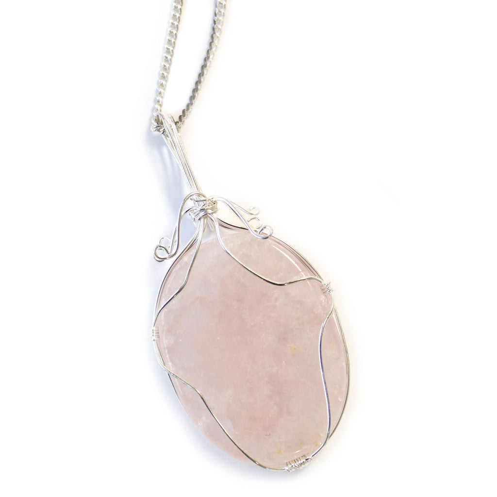 Swirl Wrapped Gemstone Necklace - Rose Quartz From Witch, Please!