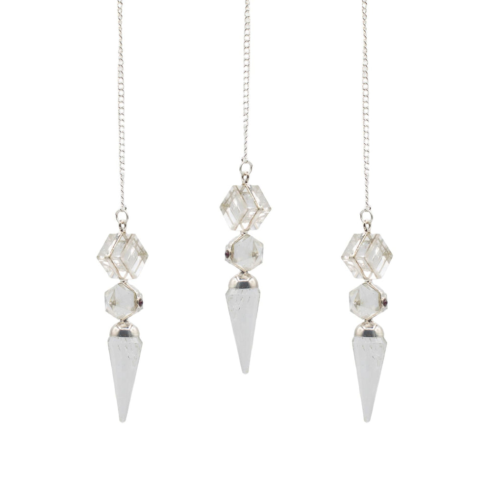 The Architect of Clarity - Three Piece Pendulum - Crystal Quartz Special Gemstone Pendulums