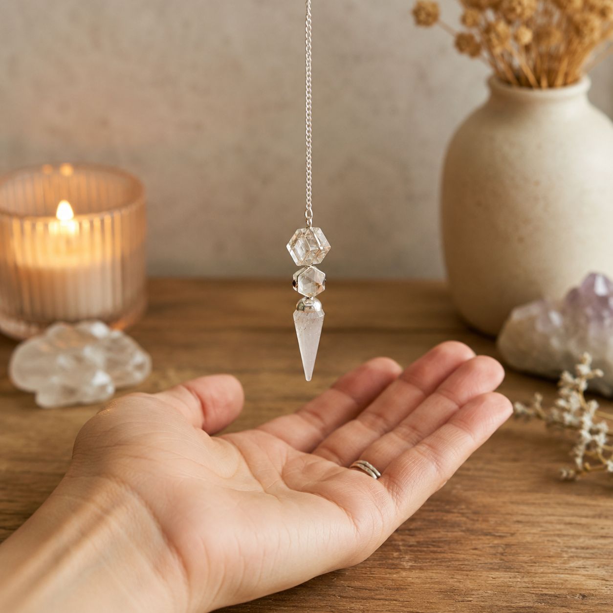 The Architect of Clarity - Three Piece Pendulum - Crystal Quartz Special Gemstone Pendulums