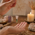 The Heart Oracle - Two Piece Angel Pendulum - Chakra Band - Rose Quartz & Green Aventurine Special Gemstone Pendulums