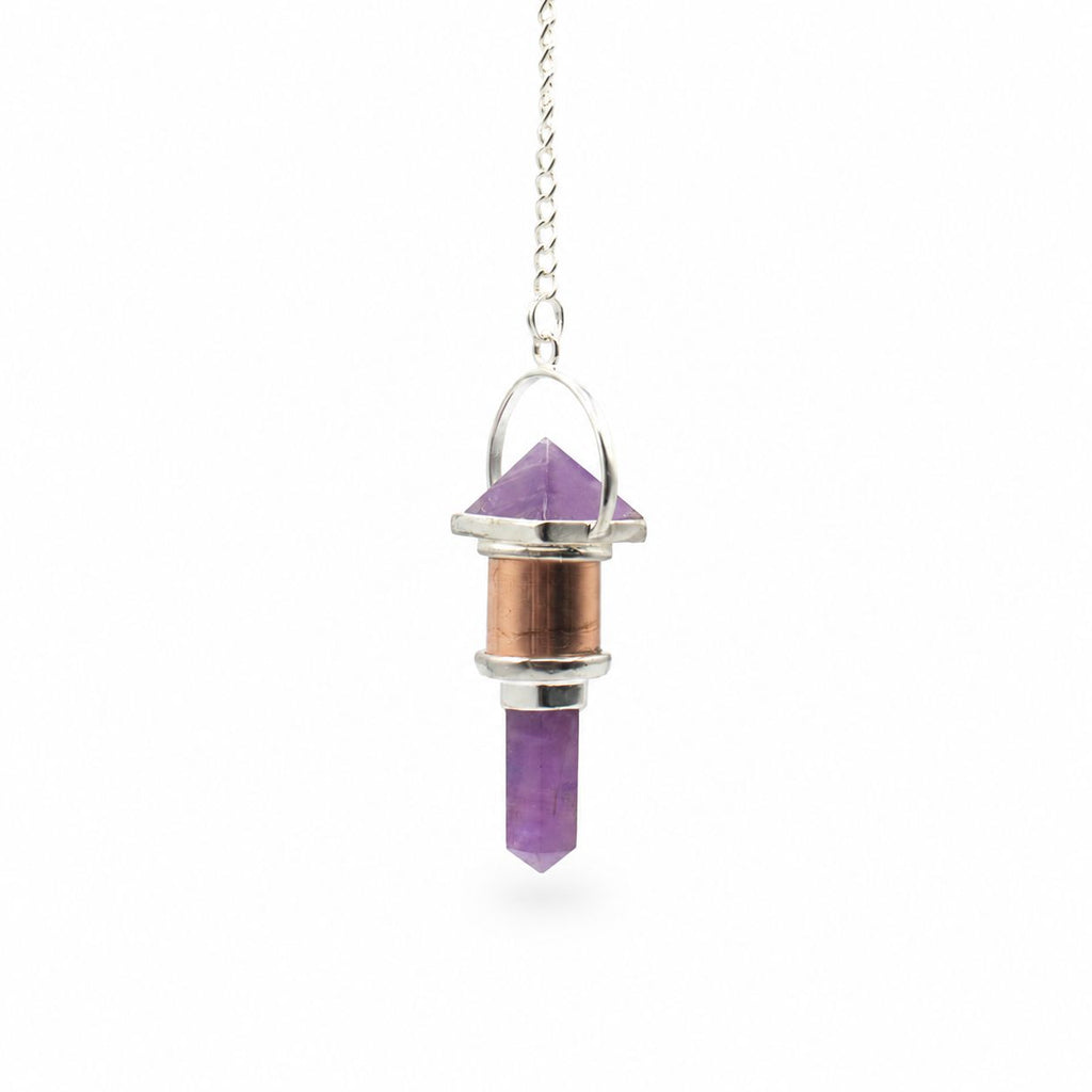 The Violet Engine- Combo Piece Copper Pendulum - Amethyst Special Gemstone Pendulums