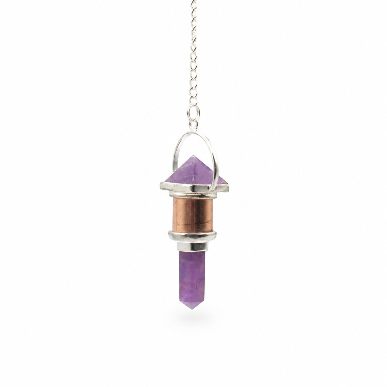 The Violet Engine- Combo Piece Copper Pendulum - Amethyst Special Gemstone Pendulums
