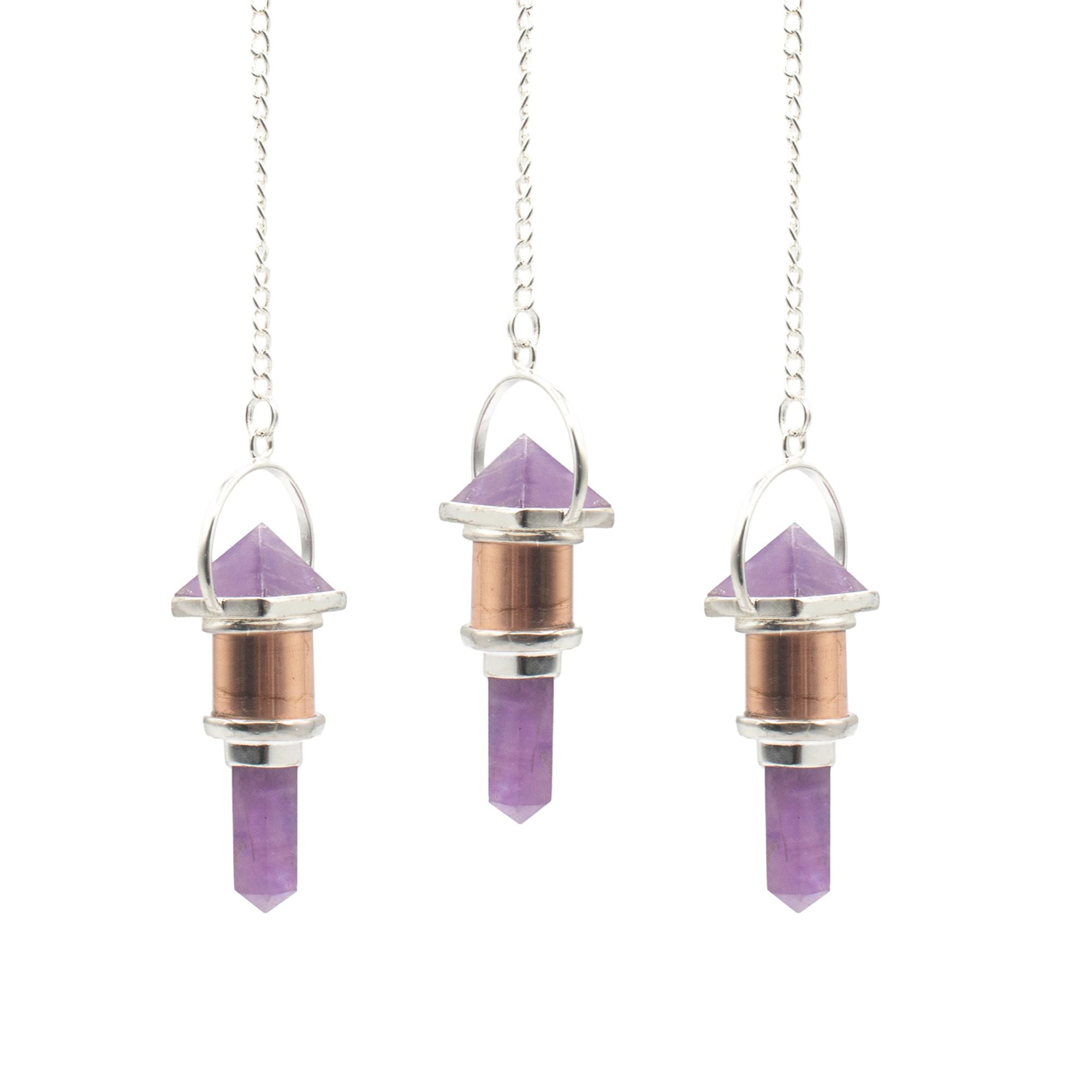 The Violet Engine- Combo Piece Copper Pendulum - Amethyst Special Gemstone Pendulums