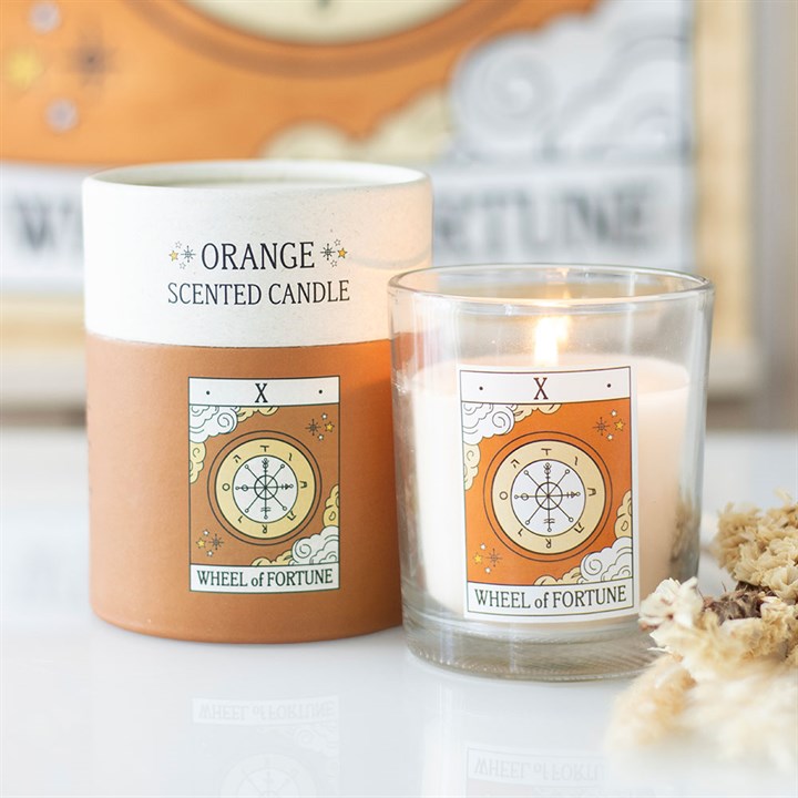 The Wheel of Fortune Vintage Tarot Orange Candle - Candle