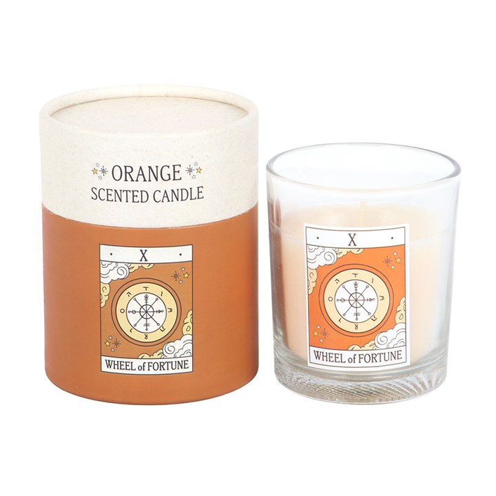 The Wheel of Fortune Vintage Tarot Orange Candle - Candle