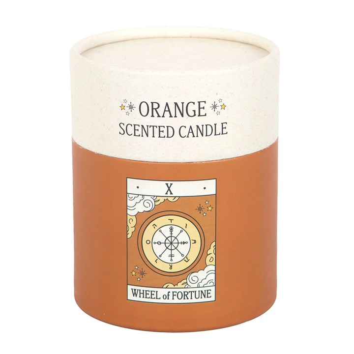 The Wheel of Fortune Vintage Tarot Orange Candle - Candle