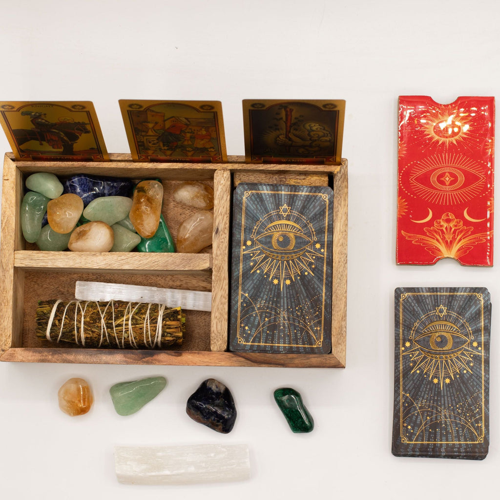 Three Section Tarot Box with Card Holder Storage & Reading Boxes