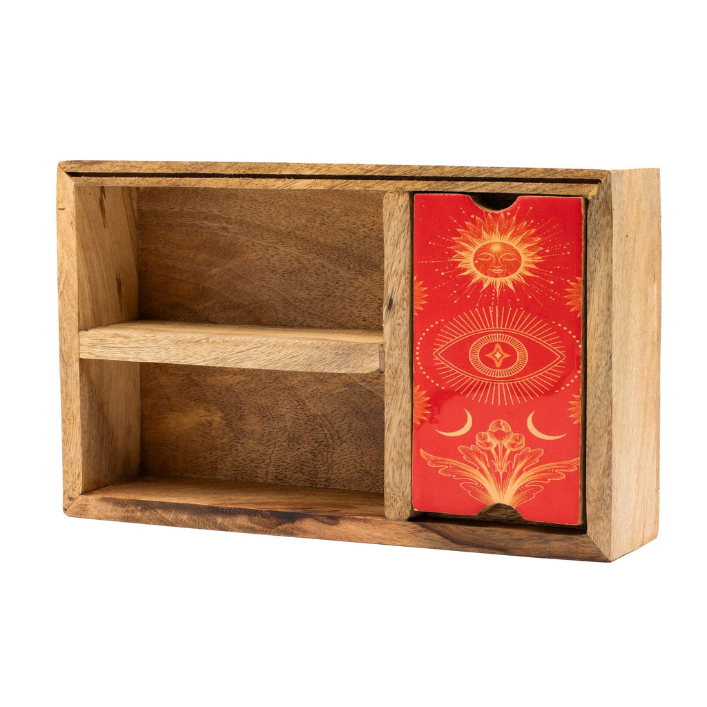Three Section Tarot Box with Card Holder Storage & Reading Boxes