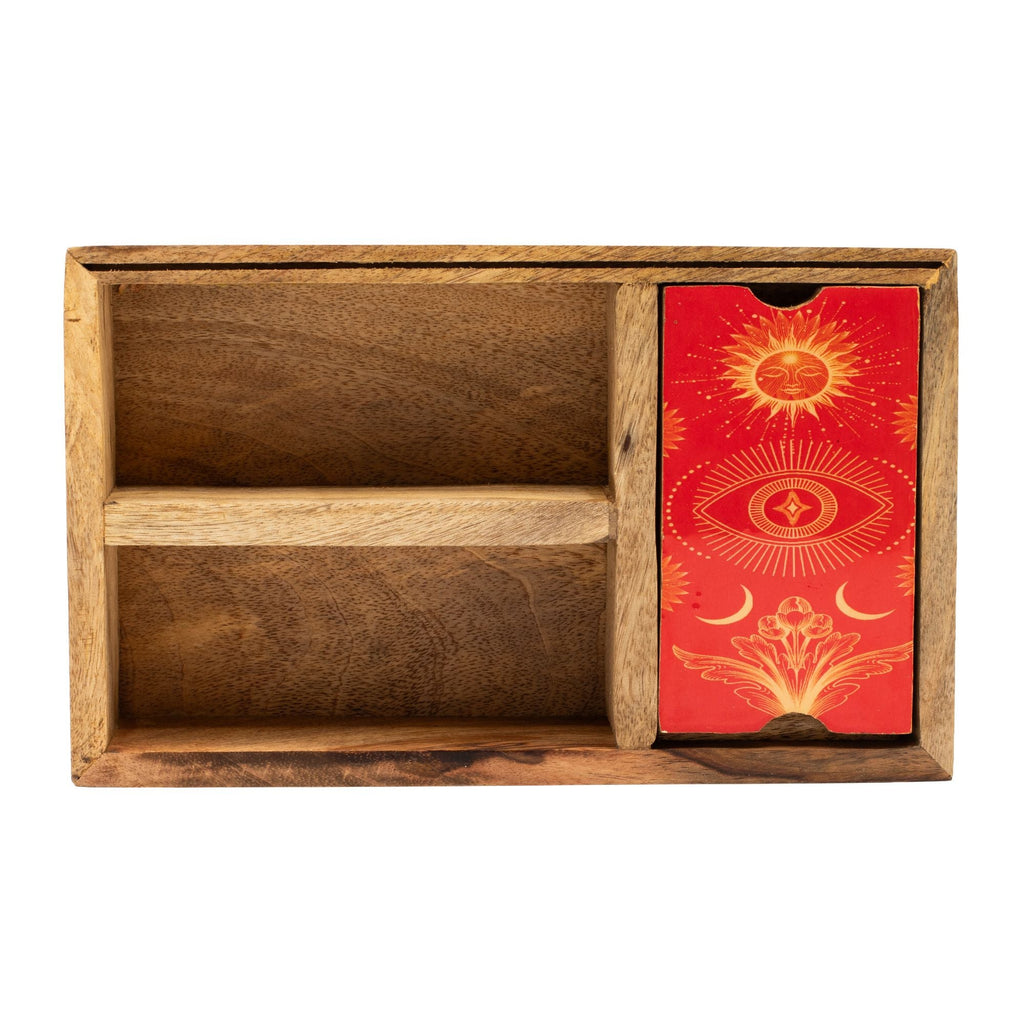 Three Section Tarot Box with Card Holder Storage & Reading Boxes