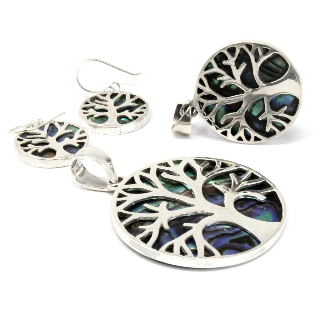 Tree of Life Silver Earrings 15mm - Abalone Jewellery
