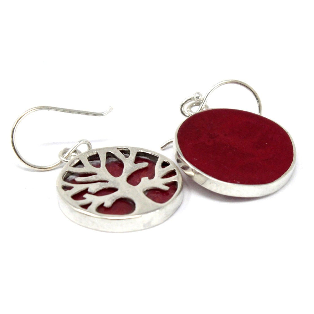 Tree of Life Silver Earrings 15mm - Coral Effect Jewellery