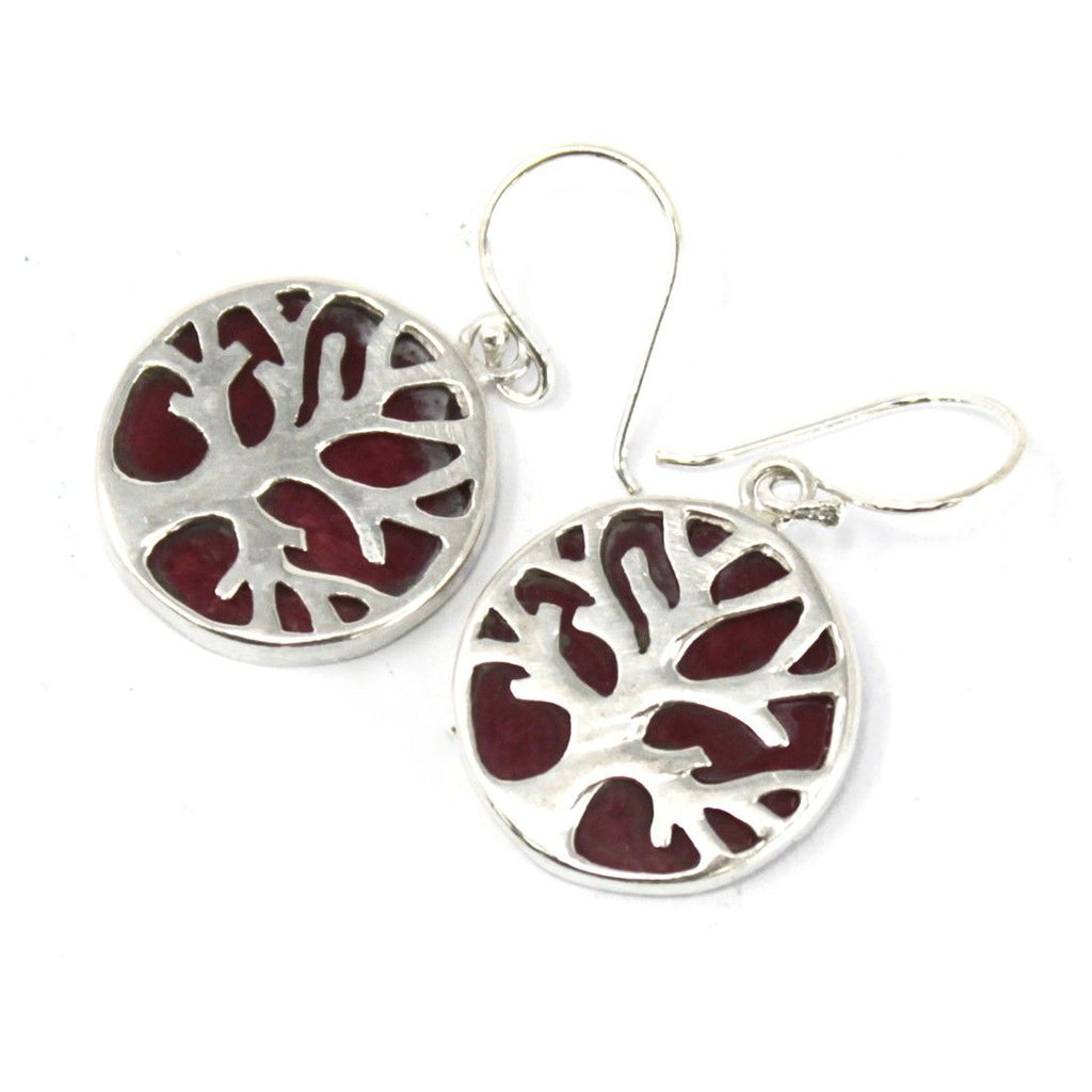 Tree of Life Silver Earrings 15mm - Coral Effect Jewellery
