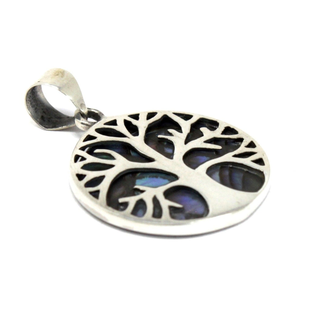 Tree of Life Silver Pendant 22mm - Abalone Jewellery