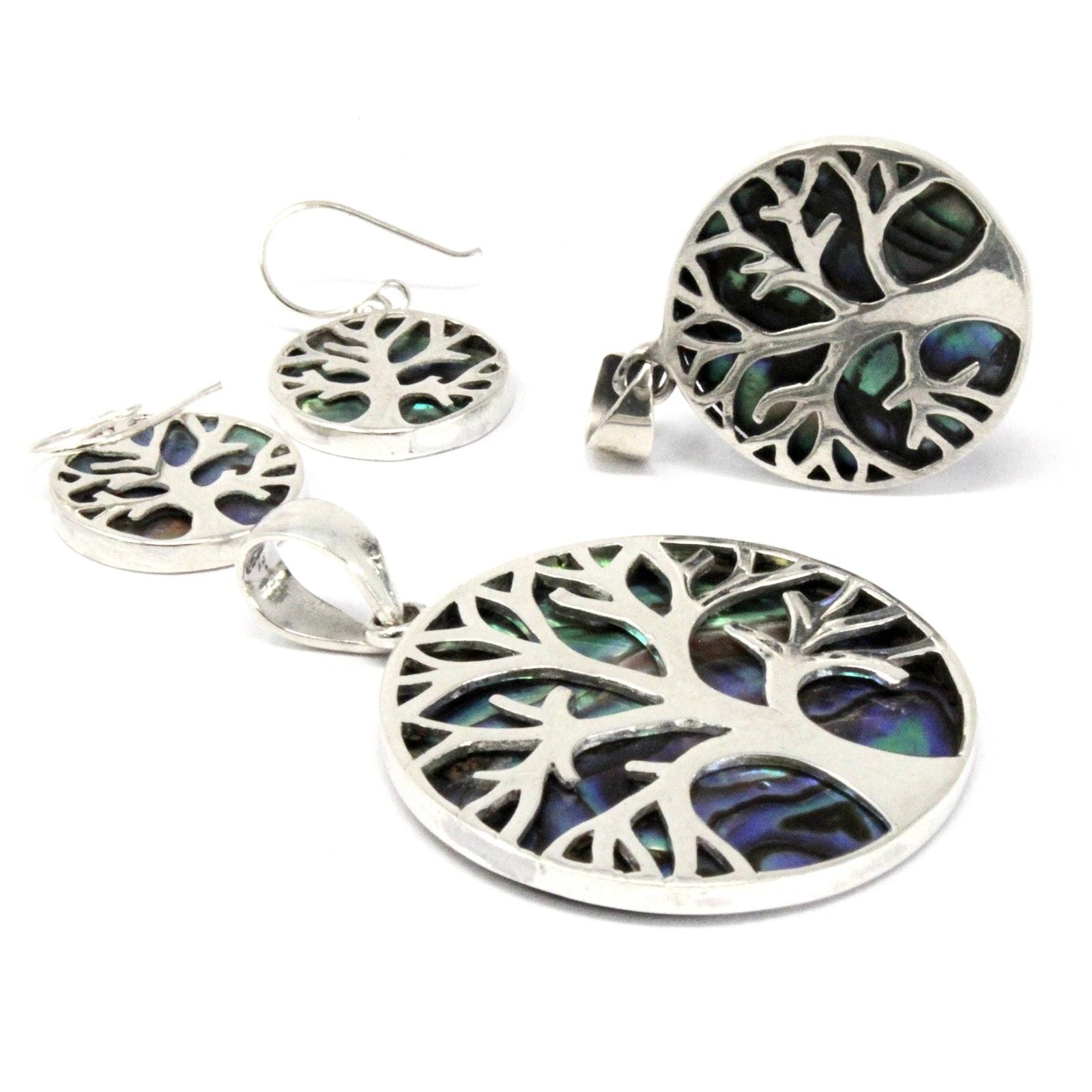 Tree of Life Silver Pendant 22mm - Abalone Jewellery