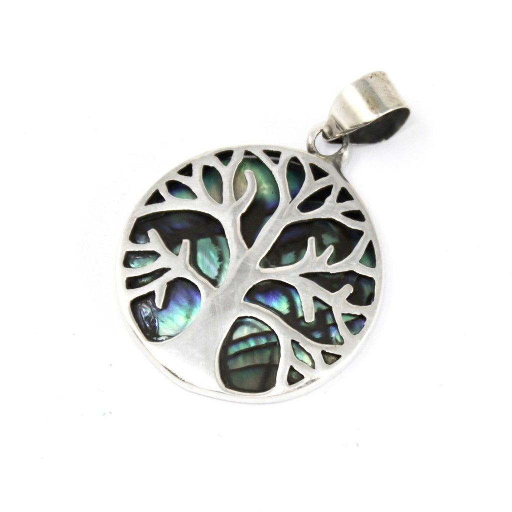 Tree of Life Silver Pendant 22mm - Abalone Jewellery