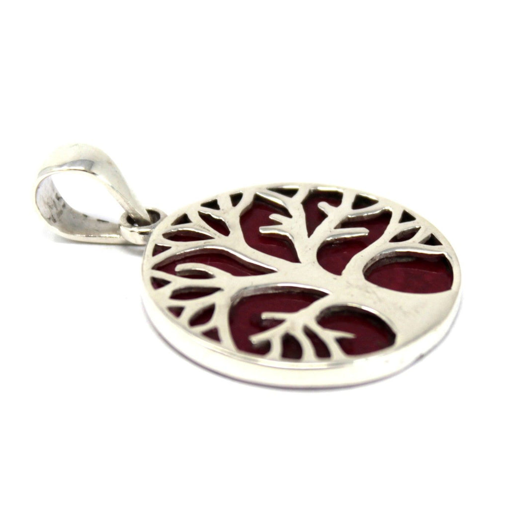Tree of Life Silver Pendant 22mm - Coral Effect Jewellery