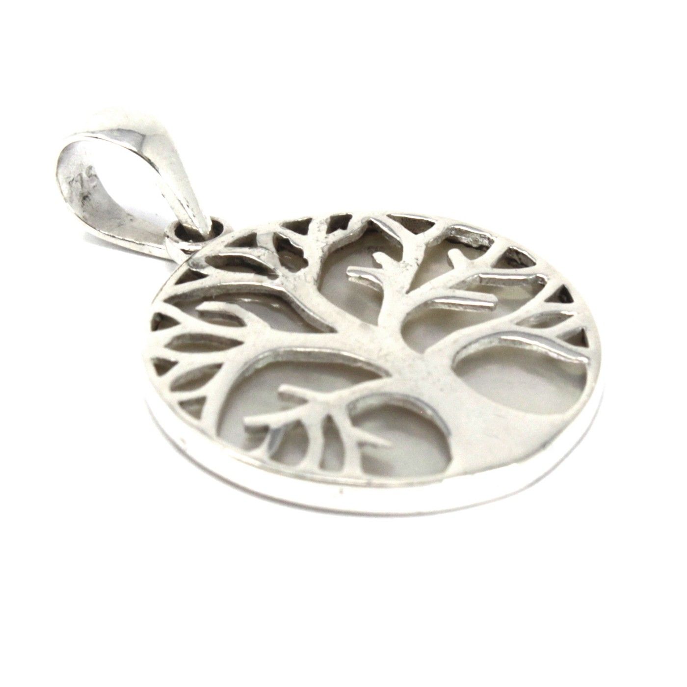 Tree of Life Silver Pendant 22mm - Mother Pearl Jewellery
